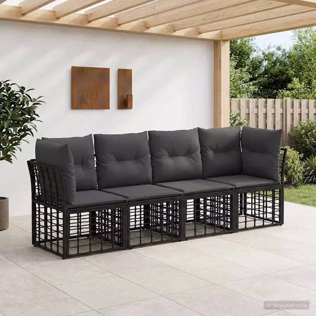 Set di divani da esterno Nero Poliestere 3437409