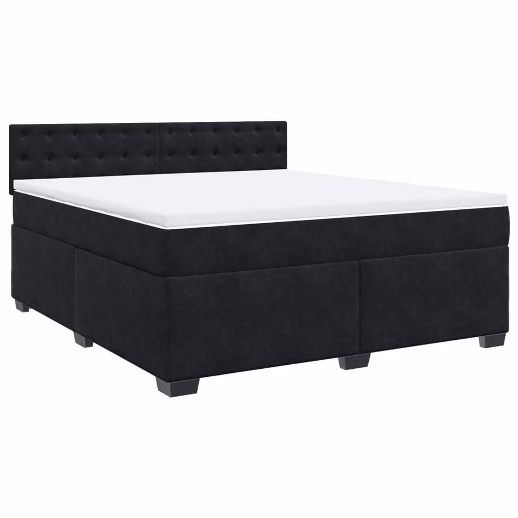 Giroletto a Molle con Materasso Nero 180x200 cm in Velluto