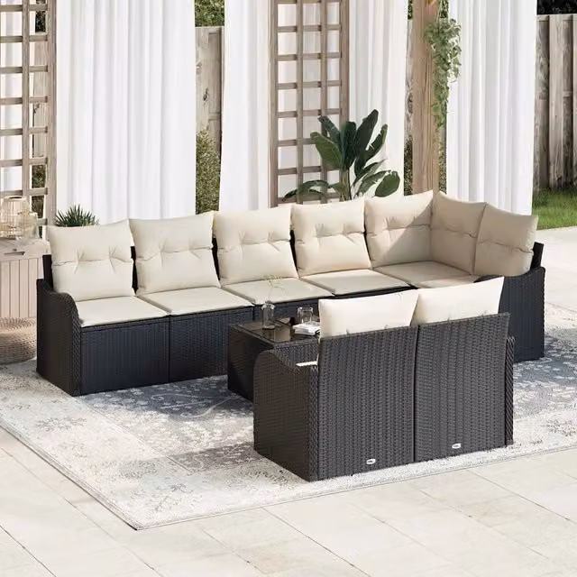 Set Divano da Giardino Nero polyrattan 3345757