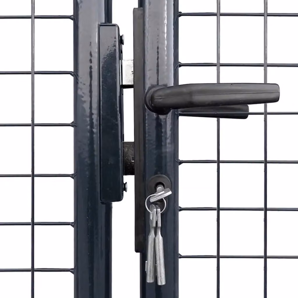 Cancello da giardino a doppia anta vidaXL in rete di acciaio zincato, colore grigio antracite, L: 400 cm, H: 150 cm – 2