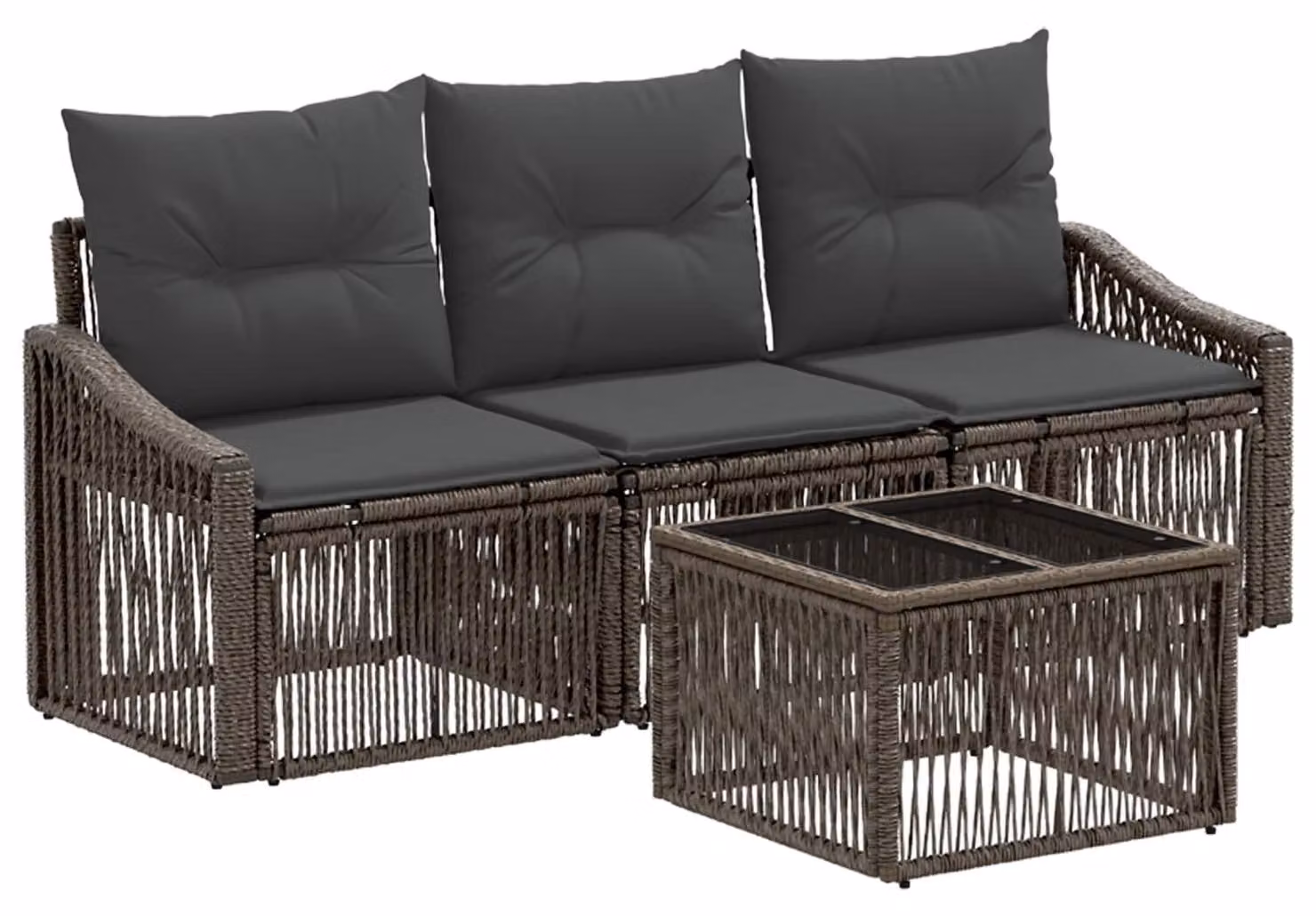 Set Divano da Giardino 4 pcs Grigio polyrattan