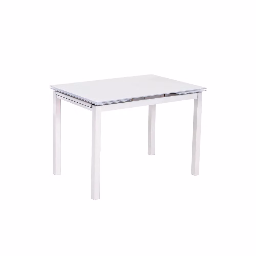 Tavolo da pranzo allungabile Marlow Duzzle in vetro temperato bianco con struttura in metallo, L/P: 130-200 x 80 cm – 2