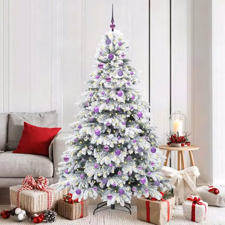 Albero di Natale artificiale bianco vidaXL con 300 LED luce bianca calda in PE e PVC, Altezza: 180 cm