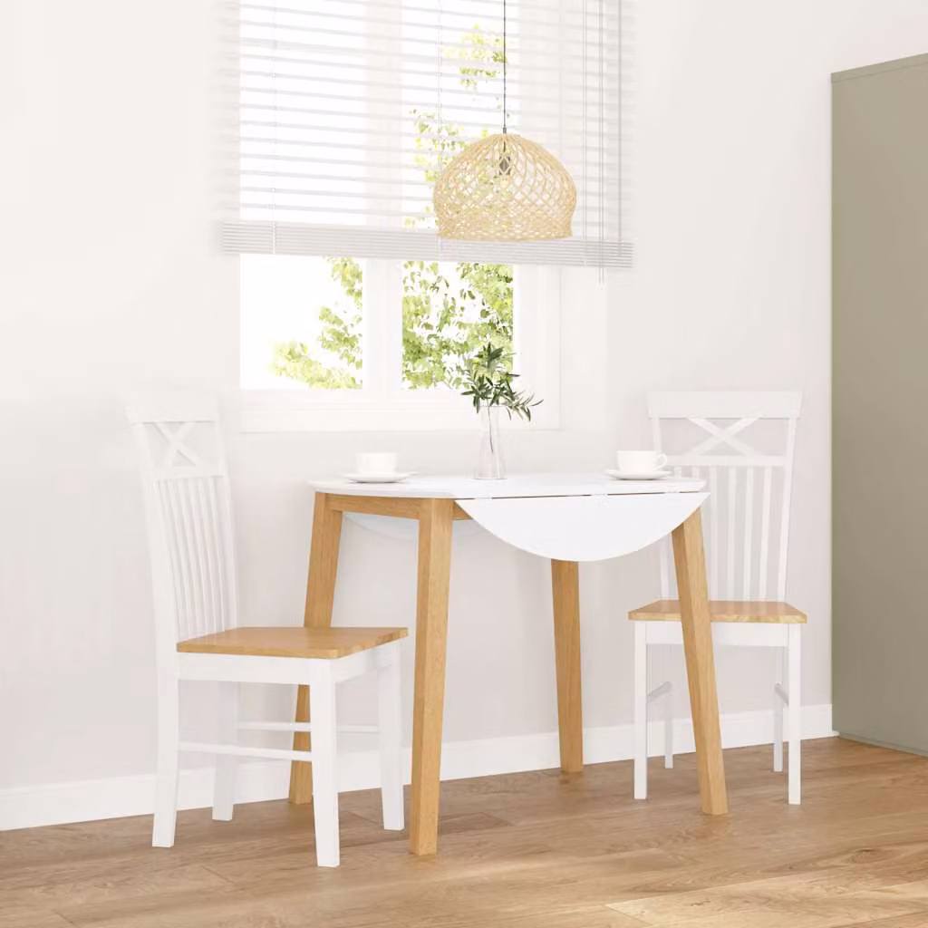 Set di 2 sedie da pranzo moderne vidaXL in legno di hevea bianco lacca