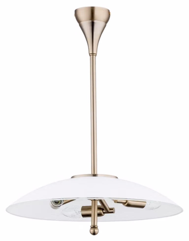 Lampada a sospensione MENA in ottone e bianco, 3xE14x40W, vetro, dimensioni: 60x25x25 cm, IP20, Alfa