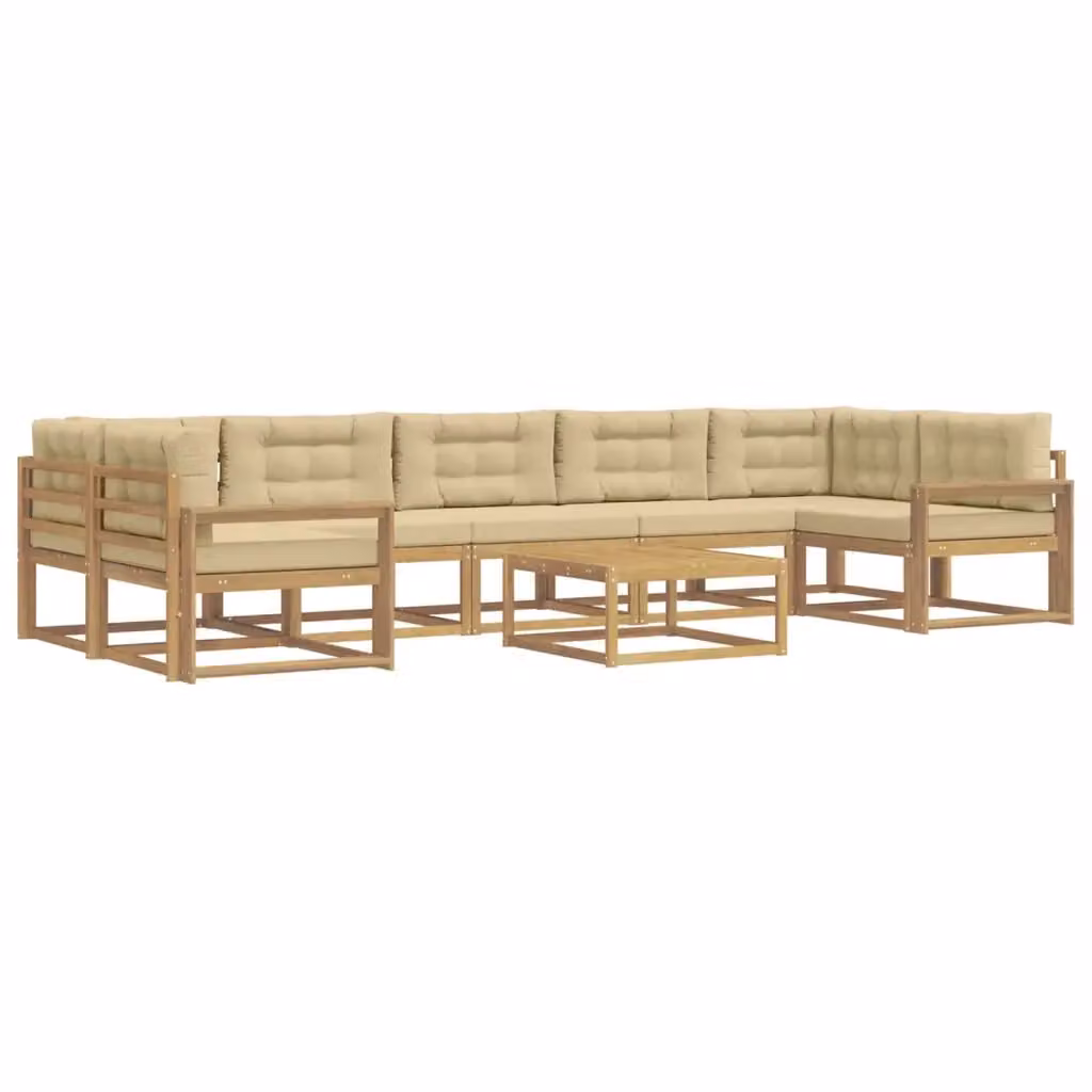 Set di divani da esterno vidaXL in legno di acacia con tavolo da caffè, 6 pezzi, Bianco e Beige – 2