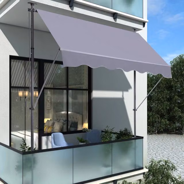 Tenda da balcone a bracci WISHDOR in alluminio e poliestere, grigio, L: 200 cm, H: 150 cm, con manovella e montaggio a parete – 1