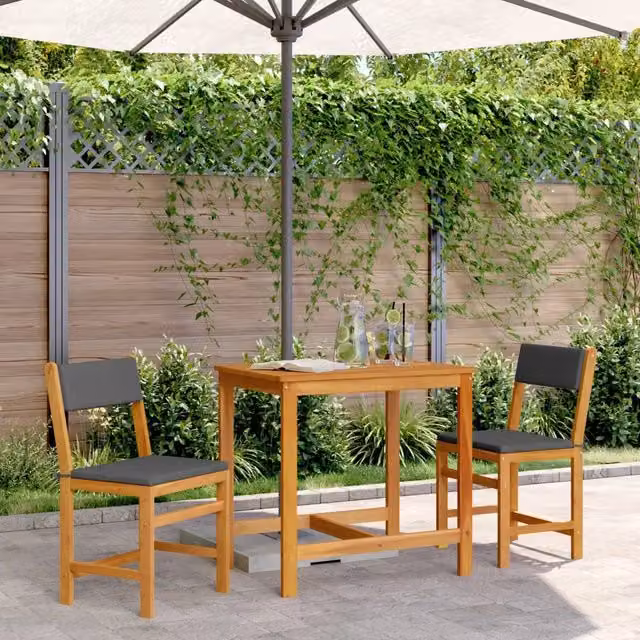 Set da balcone 3 pezzi vidaXL in legno di acacia oliato marrone e grigio – 1