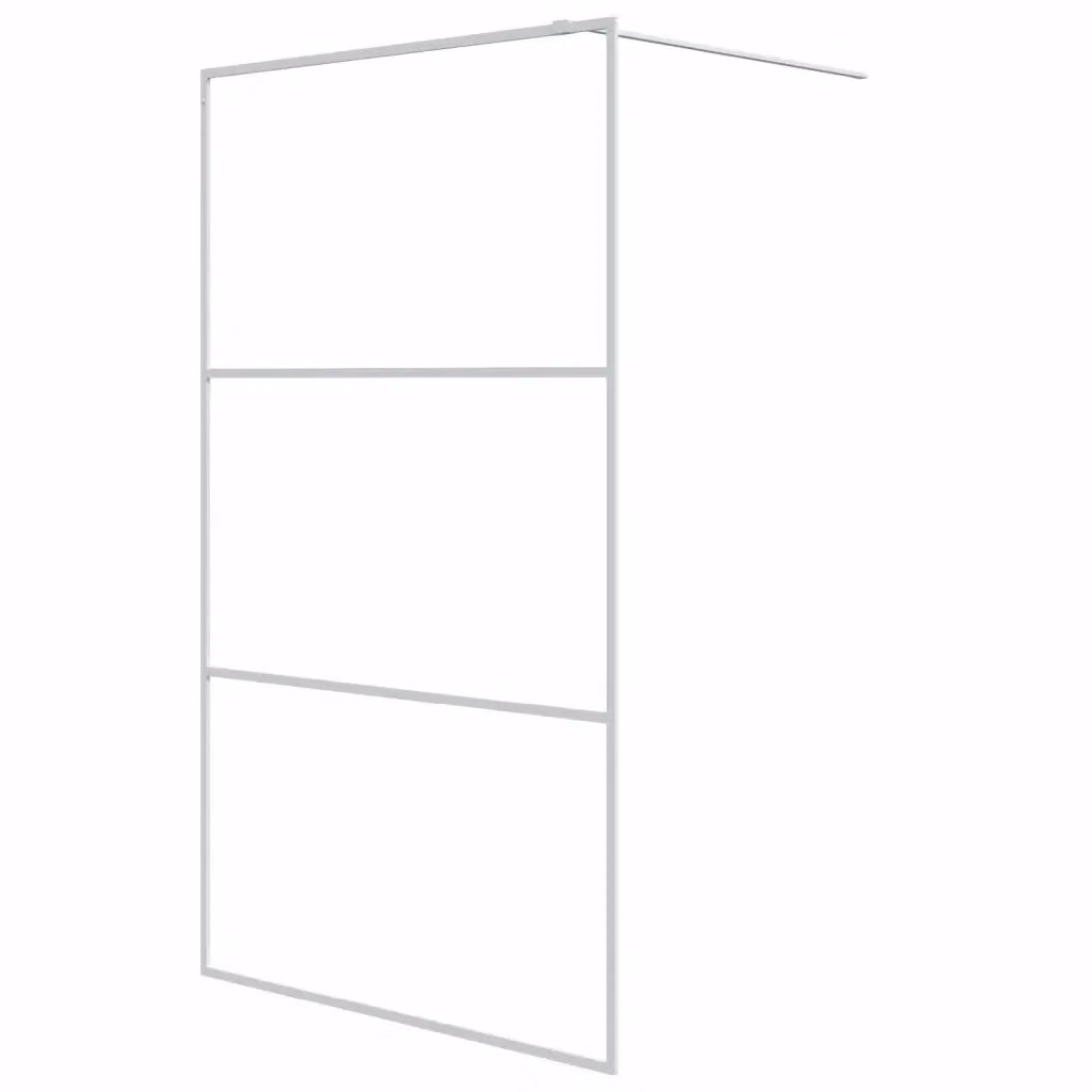 Parete Doccia Walk In vidaXL Bianca e Trasparente in Vetro, L: 115 cm, H: 195 cm – 2
