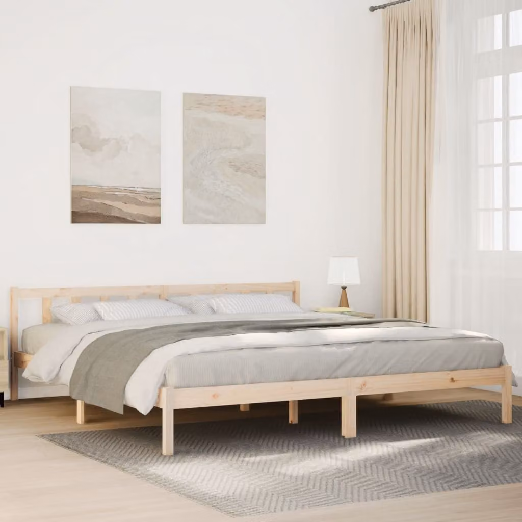 Letto extra lungo vidaXL in legno di pino naturale stile rustico L/P/H: 180 x 225,5 x 69,5 cm