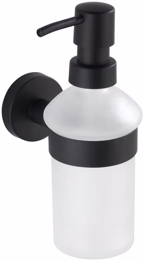 Contenitore per sapone liquido - vetro bordato - nero - acciaio opaco