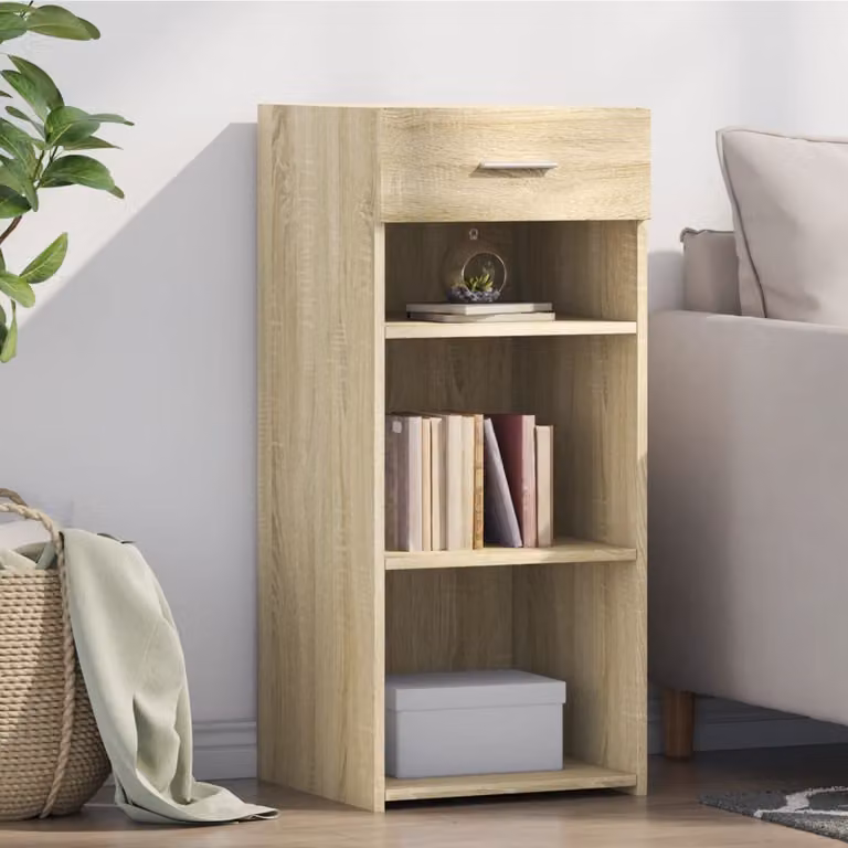 Credenza moderna vidaXL in legno multistrato color rovere sonoma, beige e marrone, L 40 cm x P 42,5 cm x H 93 cm