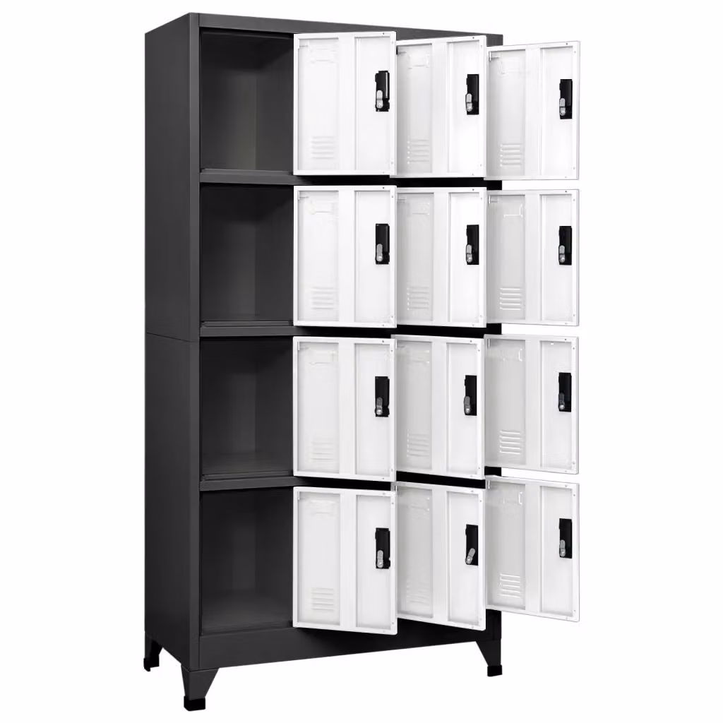 Armadietto moderno vidaXL in metallo con serratura, antracite e bianco, L: 90 cm, P: 45 cm, H: 180 cm – 2