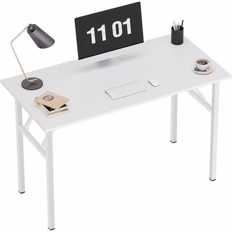 Scrivania pieghevole, scrivania per computer, legno, bianca, 120x60 cm