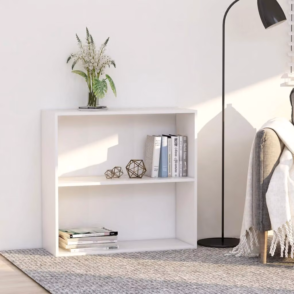 Libreria moderna vidaXL bianca con pannello posteriore in legno e MDF L 80 cm, P 30 cm, H 76,5 cm