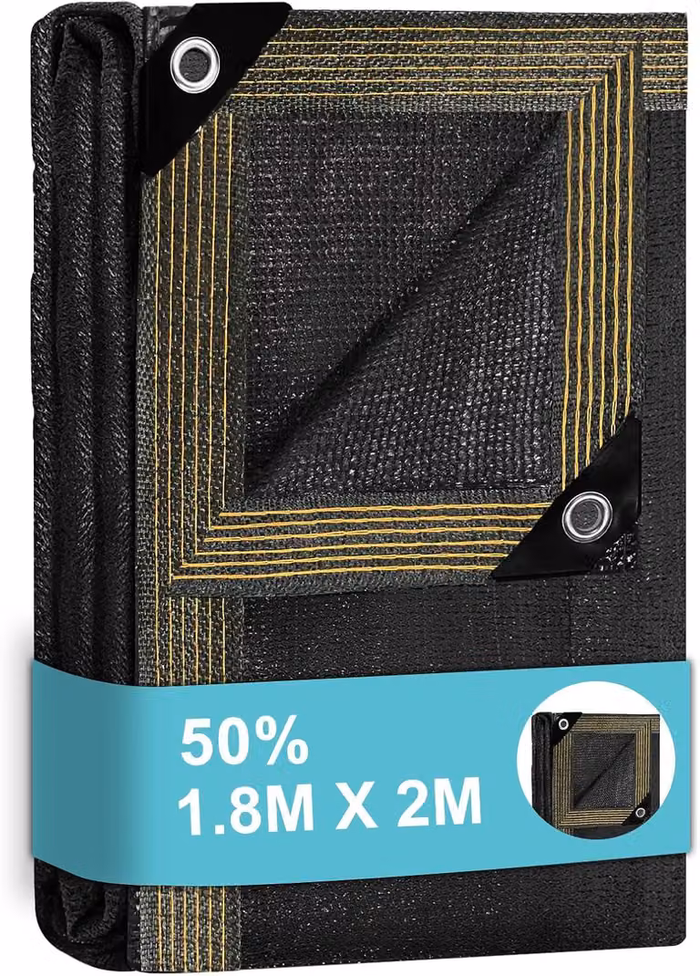 Serra di dimensioni 1,8 m x 2 m, con protezione solare: rete resistente che offre una schermatura del 50% per bloccare i raggi UV, di colore nero, ideale per piante da giardino, fiori e ortaggi