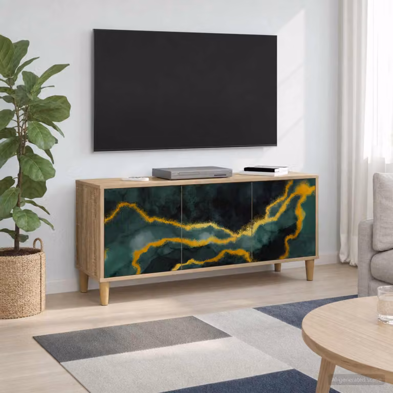 Mobile TV vidaXL WIJHE in legno ingegnerizzato color Sonoma, L 102 x P 33 x H 50 cm