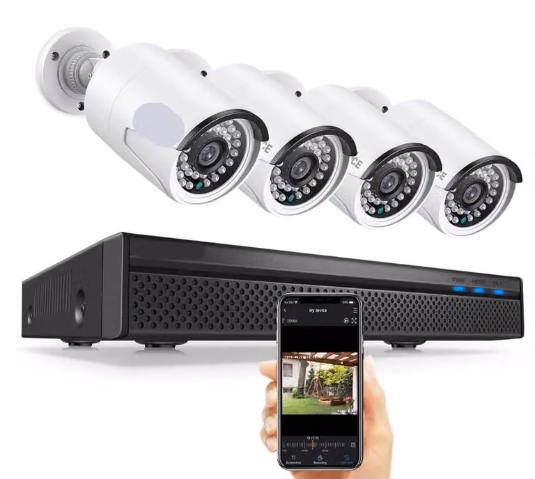 Sistema di videosorveglianza - 5MP - Telecamera di sicurezza - Grado di protezione IP66 (resistente all'acqua) - Registratore video in rete (NVR) a 8 canali - Hard disk da 2TB