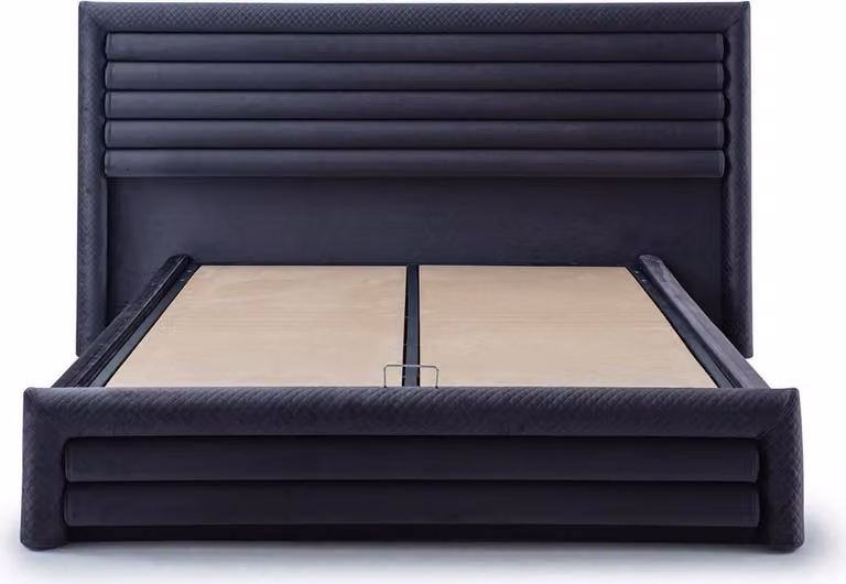 Schwarzes Bettgestell Schlafzimmer Doppelbett Designer Textil Möbel