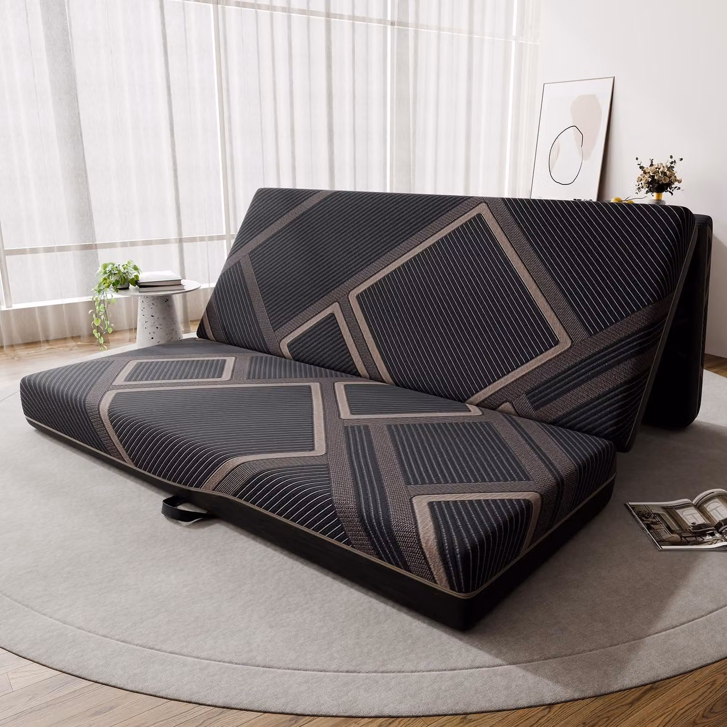 Materasso pieghevole 160x200 cm, 15 cm di spessore, composto da 3 parti, con rivestimento lavabile