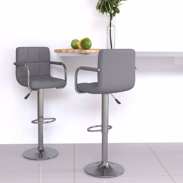 Set di 2 sgabelli da bar vidaXL in similpelle grigia con base girevole a 360 gradi e design moderno