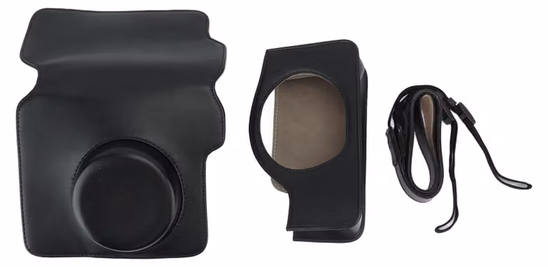 Custodia protettiva per mini fotocamera istantanea, cover inPoliuretanocon tracolla regolabile per Fujifilm Wide300, nero