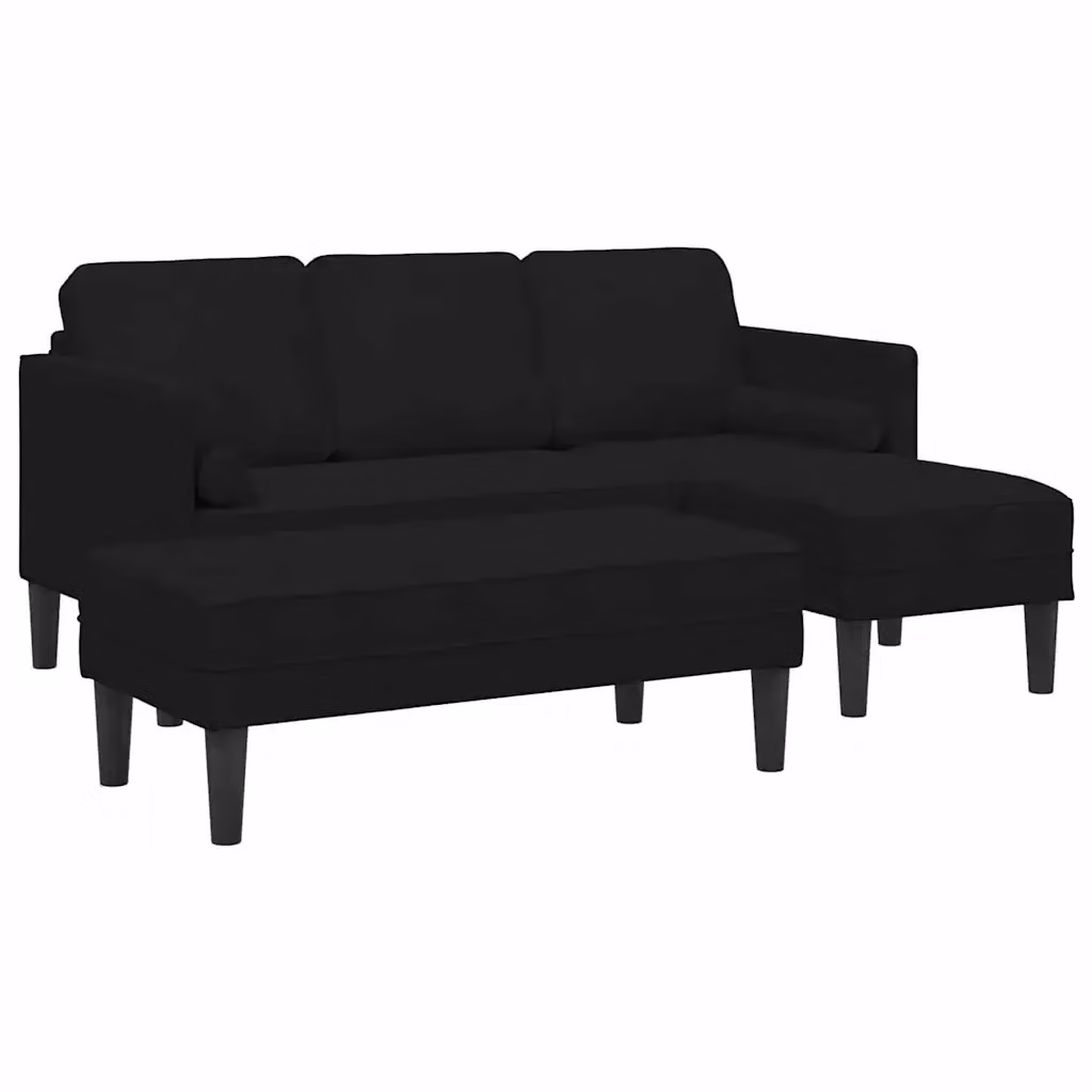 Set di 2 divani angolari vidaXL in tessuto nero con cuscini inclusi – 2