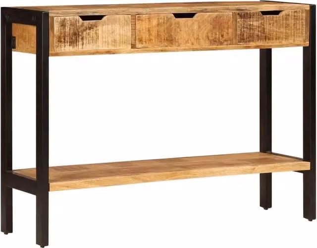 Credenza con 3 Cassetti vidaXL in Legno di Mango Marrone Stile Vintage L: 110 cm, P: 35 cm, H: 75 cm