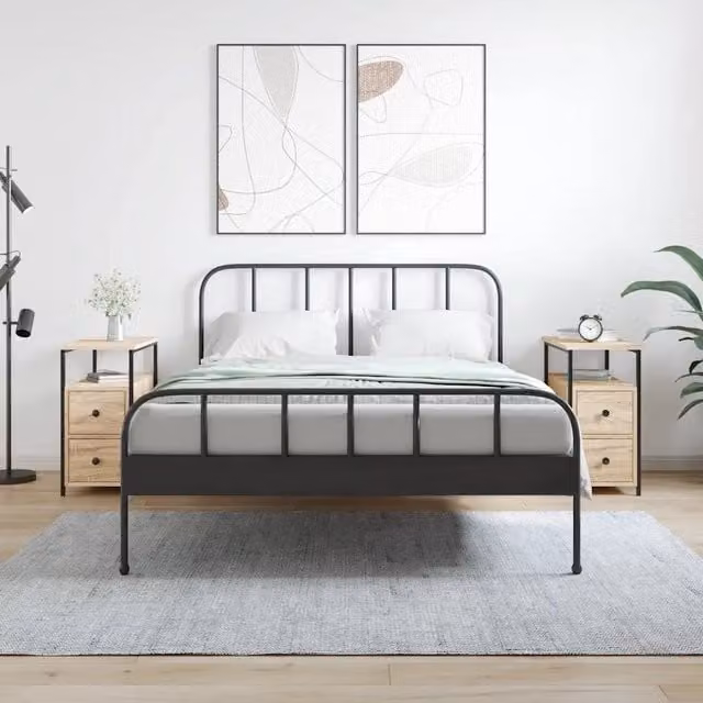 Set di 2 comodini moderni VIDAXL in legno e metallo color beige L/P/H: 60 x 30 x 60 cm
