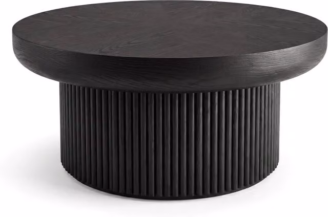 TAVOLINO DA CAFFÈ ROTONDO 78 cm Nero con piano spesso 8 cm