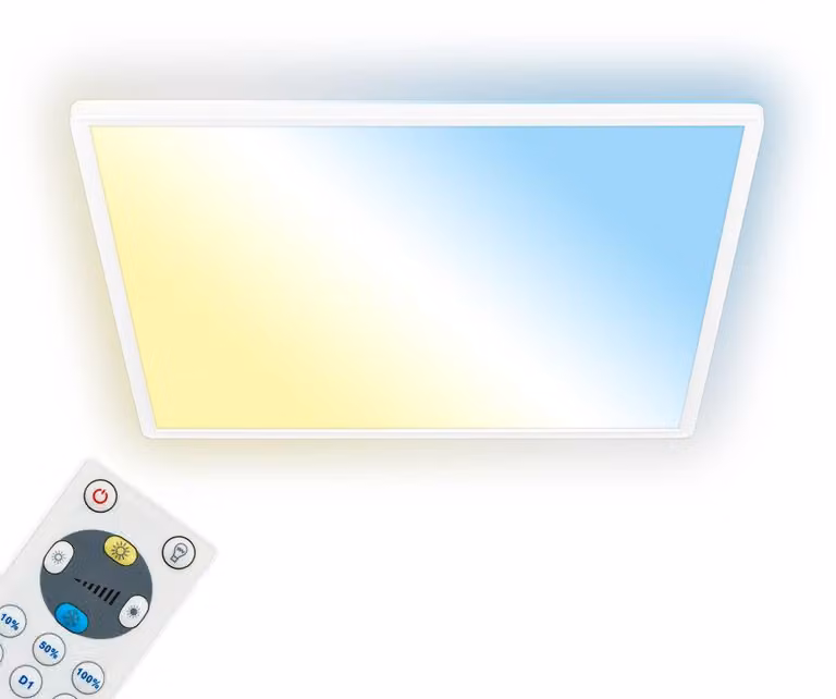 Briloner Lampada da soffitto a LED, piatta, telecomando, retroilluminazione, bianco