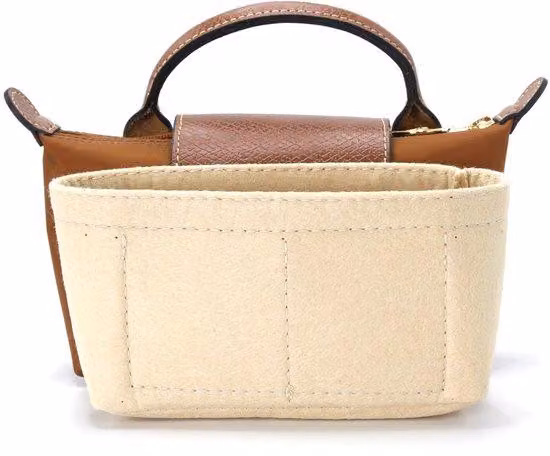 Mini organizer da borsa, beige, con ampio scomparto interno