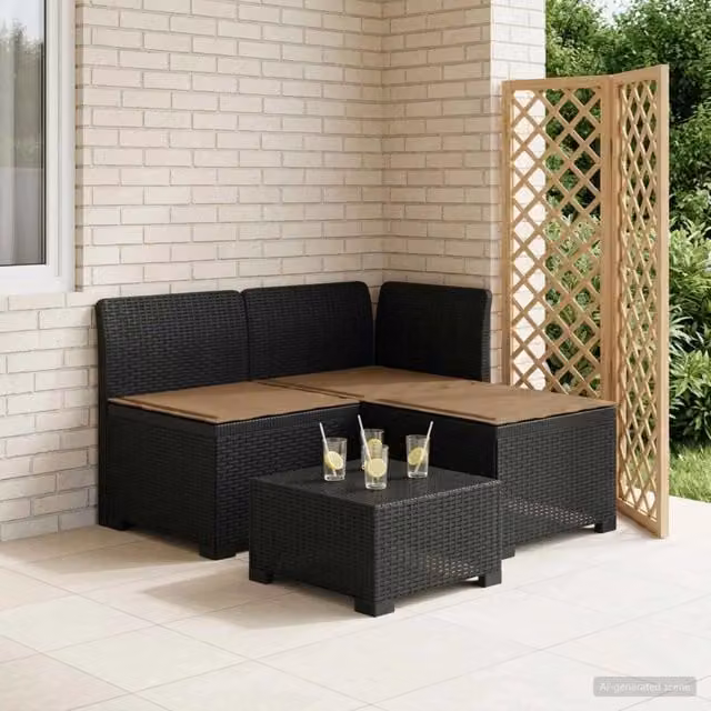 Divano da giardino 3 posti con cuscini in look rattan 3 posto 8011890