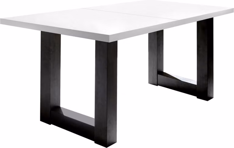 Tavolo da pranzo allungabile Eila 7 160 x 90 x 75 Tavolo da sala da pranzo acciaio nero/laccato bianco opaco 13374-160