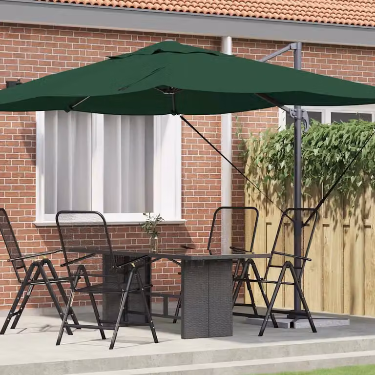 Ombrellone a braccio mobile vidaXL in poliestere e alluminio verde L: 351 cm, P: 250 cm, H: 260 cm