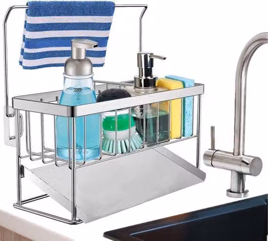 Mobiletto da cucina con sistema di scarico automatico per l'acqua di lavaggio e gli utensili da cucina