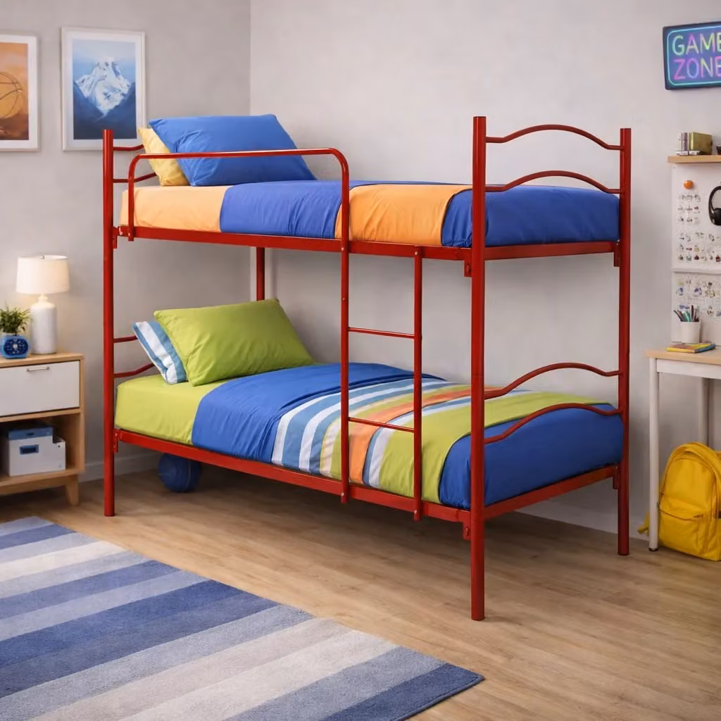 Letto a castello a due livelli per bambini in metallo rosso 80x190 cm – 2