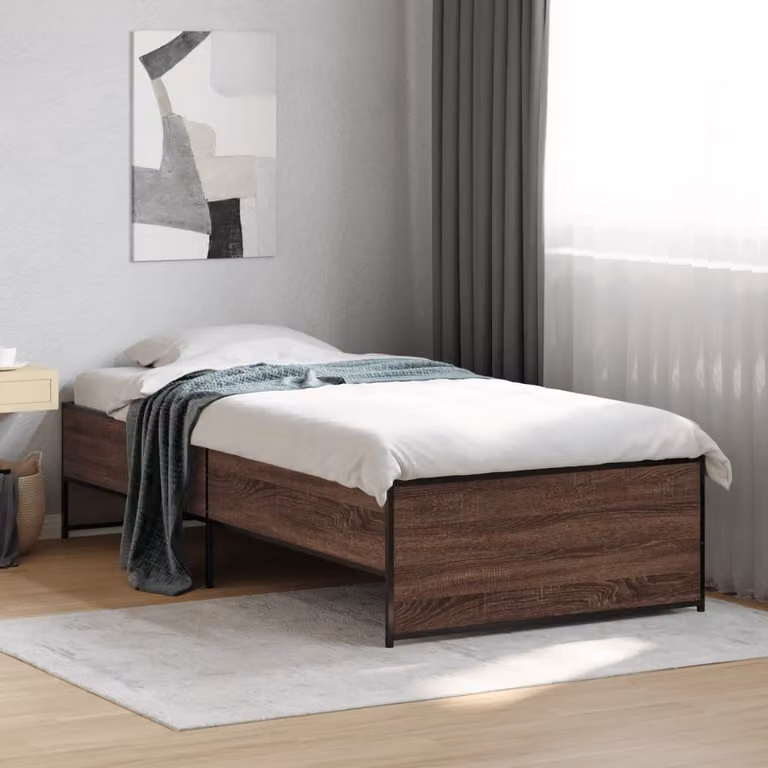 vidaXL Giroletto in Rovere Marrone con Listelli in Legno e Metallo L: 193 cm, P: 78 cm, H: 40,5 cm