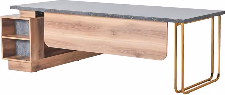 Bürotisch Braun Grau Zweifarbig Modern Design Arbeitszimmer Rechteckig