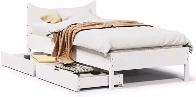 Letto con cassetti vidaXL in legno massello di pino bianco L: 195.5 cm, P: 80.5 cm, H: 74.0 cm