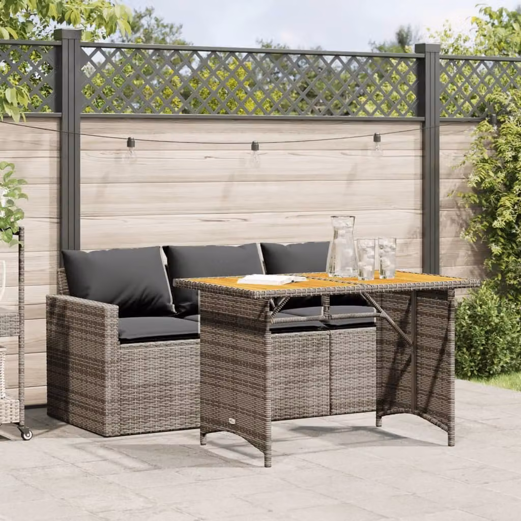 Maison Exclusive - Set da pranzo da giardino 2 pezzi con cuscini in polyrattan grigio