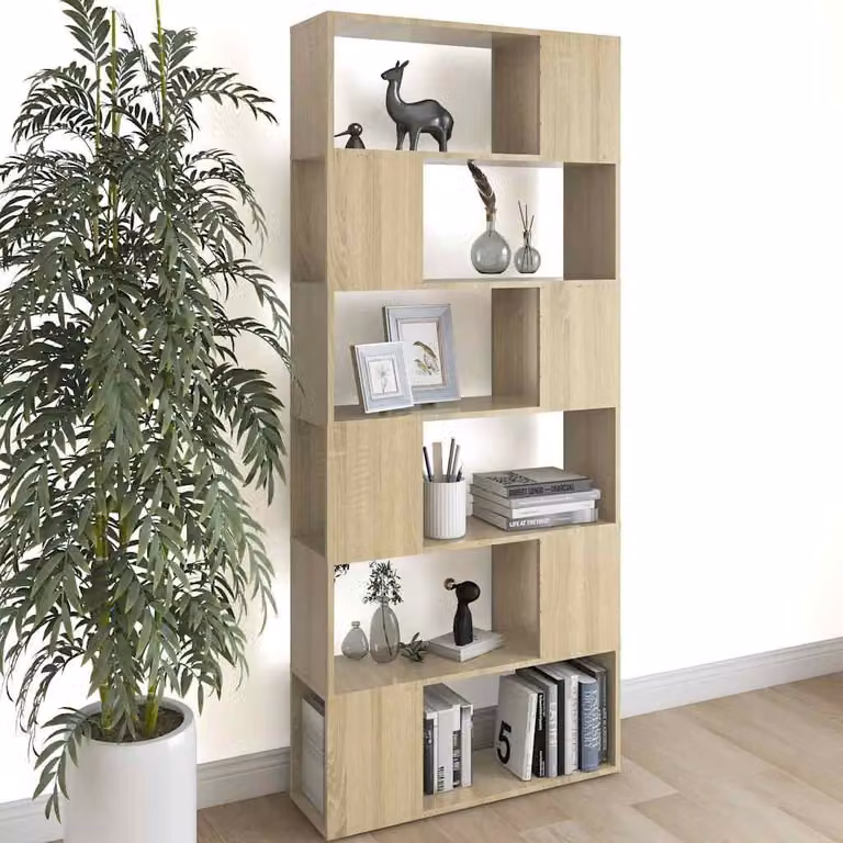 Libreria/Divisorio vidaXL in Rovere Sonoma, Colore Marrone, L 80 cm x P 24 cm x H 186 cm
