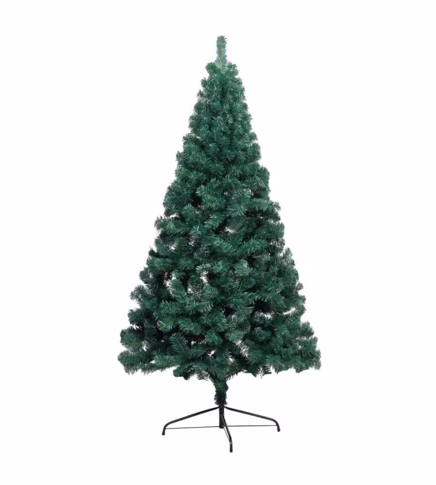 Set Albero Natale Artificiale a Metà LED e Palline Verde 120cm