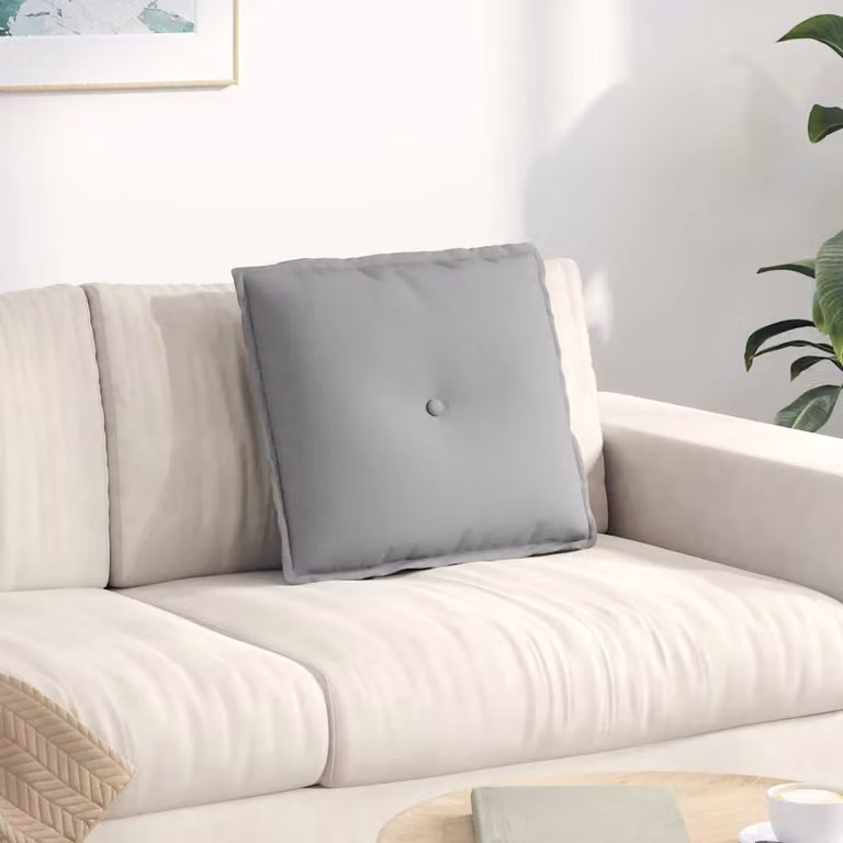 vidaXL Cuscino per Schiena Contornato Grigio con Rivestimento Rimovibile L: 50 cm, P: 19 cm, H: 45 cm