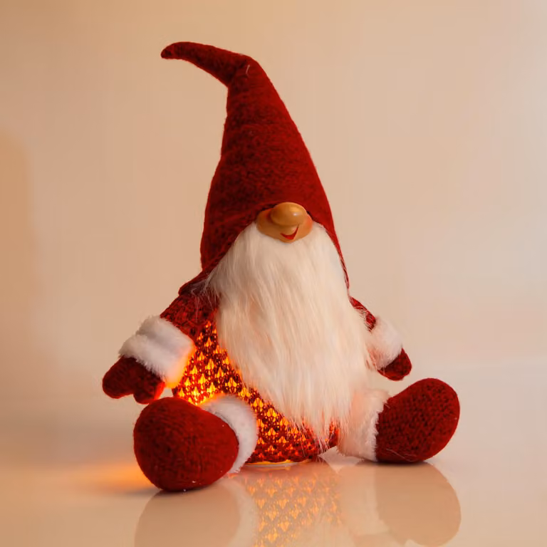 Elfi di Natale con illuminazione a LED - 35 cm - alimentati con 3 batterie AA