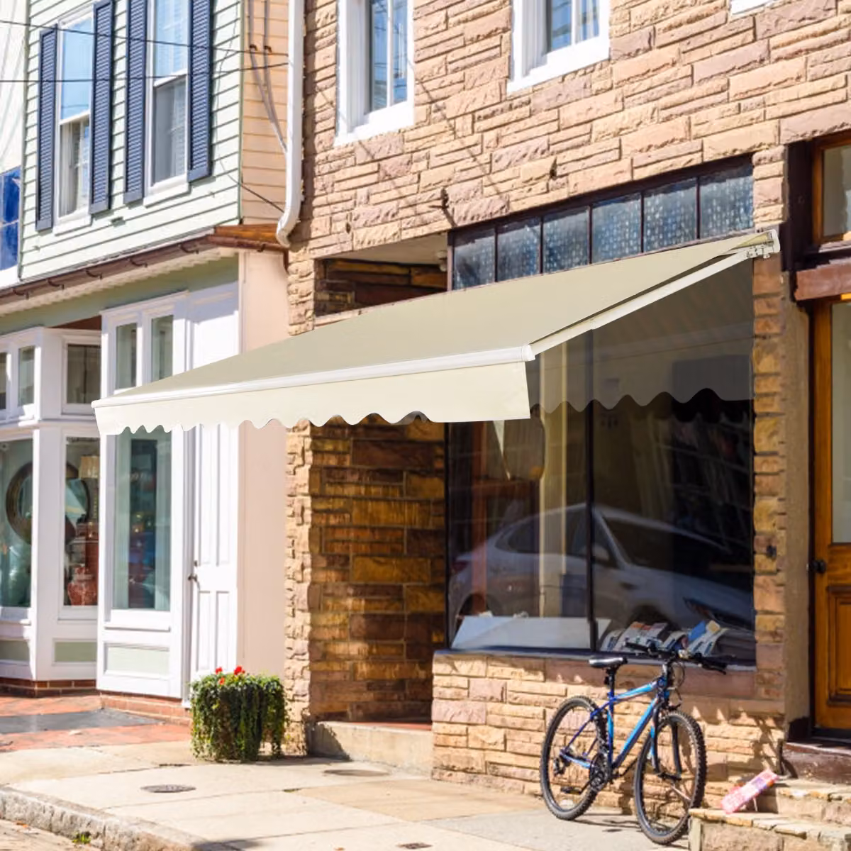 Tenda da sole retrattile Costway in alluminio e poliestere impermeabile con manovella, Beige