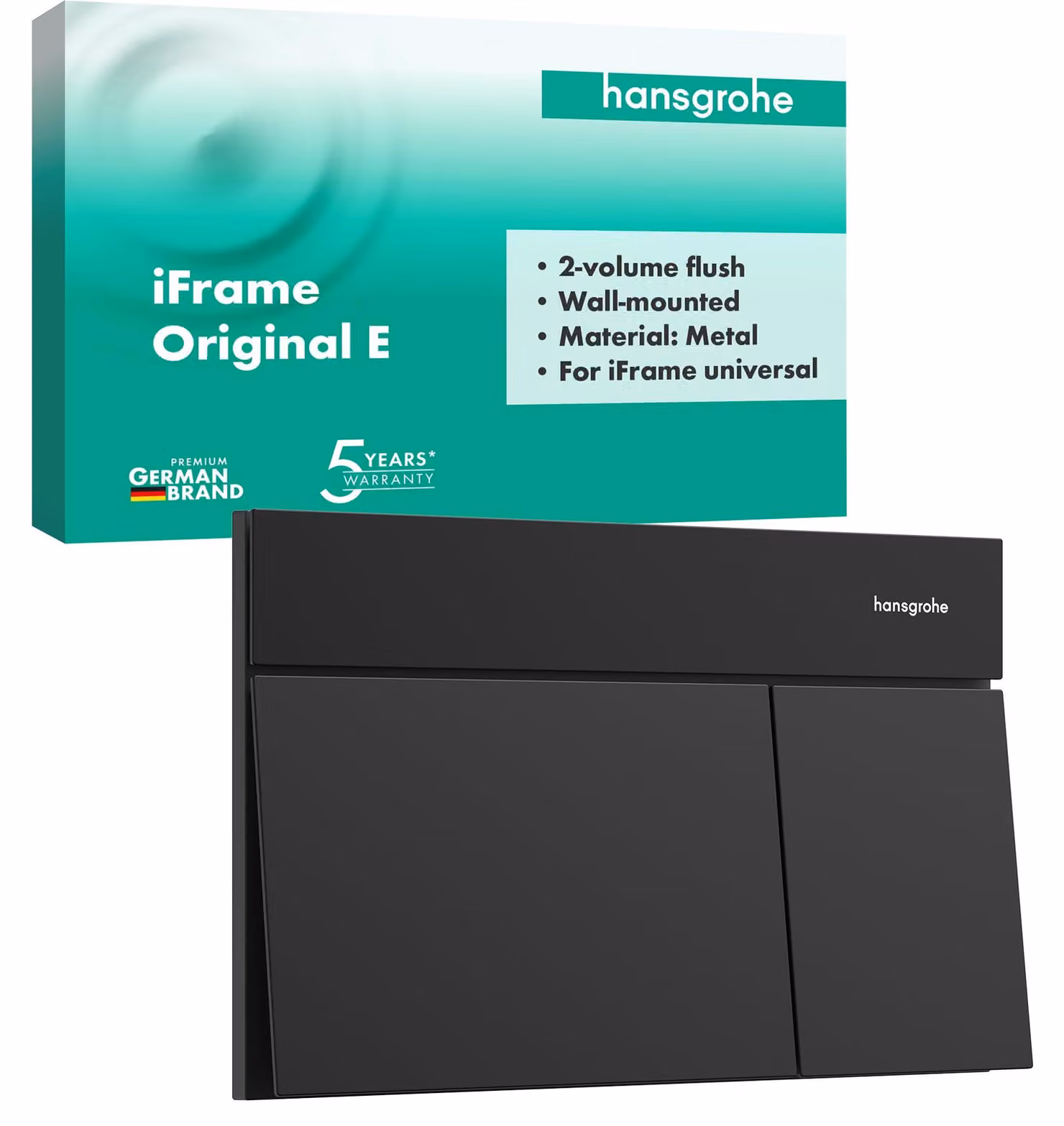 Pulsante per WC, metallo, doppia scarico, finitura opaca nera, compatibile con iFrame