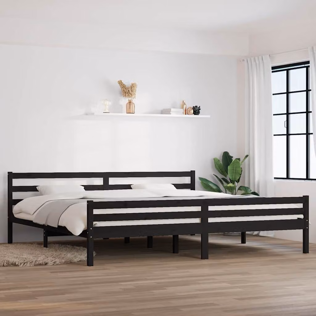 vidaXL Giroletto Nero in Legno Massello di Pino L/P: 200 x 200 cm – 1