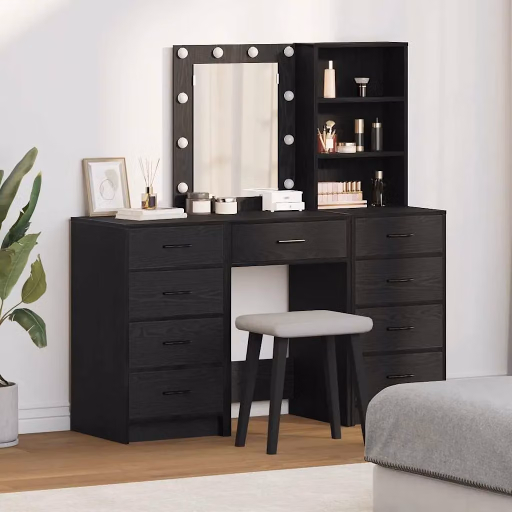 vidaXL Tavolo da Trucco Moderno Nero L 40 cm, P 41 cm, H 135 cm
