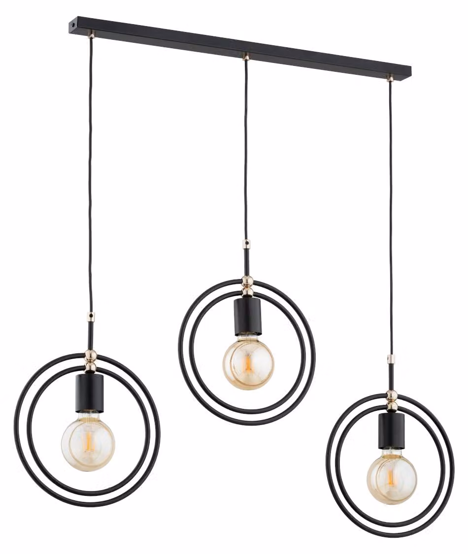Lampada a sospensione ENDORA nero-oro 3xE27x15W in metallo, dimensioni: 90x27x80 cm, IP20, Alfa